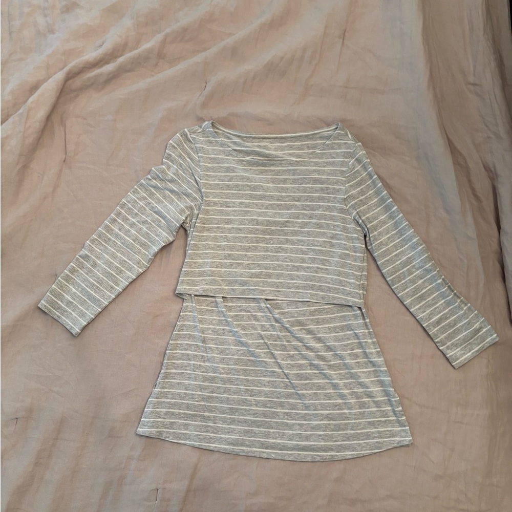 Gap Body Gray and White Striped Nursing Shirt / Size S/P